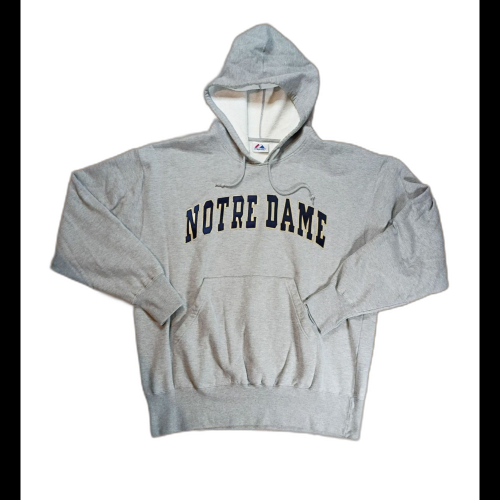 Vintage Notre Dame Hoodie Majestic Gray Mens XL XXL